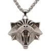 Pendanthalsband Retro Cat's Head Necklace Silver Color Medal Hip Hop Men's and Women Accessories smycken Halloween gåva