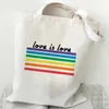 Lgbt Love Is Loves Borsa a tracolla in tela con stampa arcobaleno Borsa a tracolla Borsa shopping casual per studenti 0522