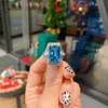 Кольца полосы RETRO 1014MM Aquamarine Gemstone Ring for Women Lab Diamond Party Свадебная обручальная группа Fine Jewelry Charms Anniversary Gift J230522