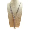 Choker V218 Fashion Golden Black Chain Tassel Long Necklace Women Nacklace High Quality Nickel Free