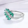 Anneaux Attagems Classic 925 Sterling Silver Natural Emerald Créé Missanite Gemstone Anniversary Band Ring For Women Fine Jewelry