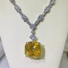 Ogromny 25ct Topaz Diamond Wiselant 100% prawdziwy 925 Srebrny impreza Wisior ślubny Naszyjnik dla kobiet dar biżuterii moissanite