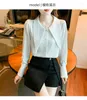 Women's Blouses White Blouse Women 2023 Autumn Long Sleeve Pointed Jacquard Collar High Quality Shirt Female