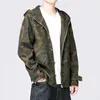 Herrjackor män militär kamouflage rockar retro huva 2023 lös casual windbreaker vintage mens knappar kk3049