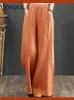 Pantaloni da donna in lino Gamba larga con coulisse Oversize Donna Streetwear Pantaloni sportivi da donna 230522