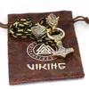 Necklaces Viking Odin Thunder Hammer Wolf Head Necklaces Vegvisir Amulet MJOLNIR Pendant Norse Runes Anchor Titanium Steel Chain Jewelry