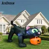 Gato malvado negro inflable LED grande con calabaza Inflable loco Festival de gato negro Inflables de miedo de Halloween