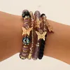 Bedelarmbanden Boheemse gouden kleur vlinder kristallen kralen voor vrouwen meisjes etnische meerlagige touw armband pulseira sieraden