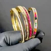 Moda de zircônia cúbica colorida cz pavimentou largura faixa de faixa para mulheres lady ouro cor gelado de pulseira punk jóias de casamento