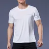 Mens Summer Sports T-shirt Ice Seda de seda solta de seca rápida meia manga grande top top casual fria respirável manga curta