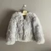 Pälsrock mode vinter varma kvinnors teknik fleece huva kappjacka väst kanin päls räv päls stickad anti-fur allt-i-ett-kappa designer kvinnliga modeller