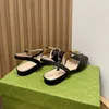 Роскошные женщины металлические G Buckle Blondie Sandals Designer Женская тапочка мода подлинная кожаная плоская сандалия 2023