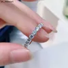 Anéis de banda Elsieunee Real Silver 925 Sterling 3mm Missanita simulada Diamond Wedding noivado anel de moda de jóias finas para mulheres J230522