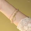 Strang Wotian Jade Glück Gold Blatt Armreif Farbe Für Frauen Hetian Armband Blätter Doppel Schicht Schmuck Geschenk Bringen Glück Reichtum