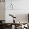 Lampadari Estremamente semplice e creativo LED Linea geometrica Modellazione Designer Sala da pranzo Bar Scrivania Lampadario a strisce lunghe
