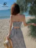 Podstawowe sukienki swobodne Singreiny Women Floral Spaghetti Pasek Sukienka Elastyczna Ruched Sexy Puste Backless Party Summer Boho Vacation Beach Sundress 230522