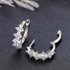 Hoopörhängen Caoshi Shinning Small Female Silver Color Bright Zirconia Accessories For Daily Life All Match Trend Jewelry Gift