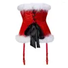 Bustiers Corsets Femmes Sexy Side Zipper Overbust Corset Bustier Lingerie Top Blanc Plume Burlesque À Lacets De Noël Santa Costume