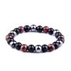 Brin 8mm Agate Noire Lave Oeil De Tigre Hématite Pierre Naturelle Perle Ronde Bracelets Pour Femmes Hommes Mode Partie Bijoux Accessoires