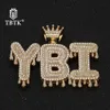 Necklaces TBTK Iced Out Crowned Drip Letter Alphabet Pendant Necklace Customzie Bubble Initial Letters Rose Gold Fashion Jewelry Charms