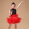 Stage Wear 2023 Girl Sleeveless Latin Dance Dress Children Ballroom Dresses Kids Salsa Rumba Cha Samba Tango Performance