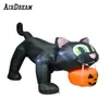 Gato malvado negro inflable LED grande con calabaza Inflable loco Festival de gato negro Inflables de miedo de Halloween