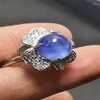 Cluster Rings Natural Women Blue Gems Star Ruby Gem Ring 14K Gold Filled Female