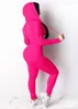 Pantaloni due pezzi da donna neon rosa arancione due pezzi set donna fitness abbigliamento sportivo autunno manica lunga top skinny leggings elastici tuta 230522