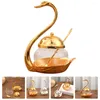 Dinnerware Sets Sugar Bowl Glass Dispenser Spice Jar Kitchen Salt Spices Condiment Zinc Alloy Swan Container Seasoning