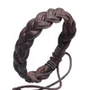 Bracelets porte-bonheur mode bracelet en cuir hommes bricolage Bandage fait à la main noir tissage taille réglable