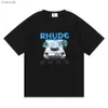 Herr t-shirts ins het 23ss män t skjortor lyx rhude t shirts skateboard mens designer t-shirt kvinnor män casual t-shirt bra herr tshirt us size l230518