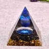 Smycken 6cm orgone pyramid obsidian och lapis lazuli helande kristallenergi orgonit pyramid emf skydd meditation grossist