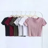 ウッドウィメンTシャツブランドヴィンテージサマーファッション耳oネック半袖Tシャツ新しい女性スリムフィットTシャツタイトティーレトロトップ6色