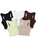 Débardeurs femme Camis 2023 nouveauté été haut court femme col rond sans manches tricot maigre Racer gilet réservoirs P230519