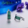 Sets SANTUZZA Pure 925 Sterling Silver Jewelry Sets For Woman Green Spinels White CZ Stones Earrings Ring Set Classic Fine Jewelry