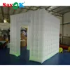 2,5 m Portabel LED -uppblåsbar fotobås med vita kubfoto -tält med ljus/fotobås bakgrepp för fest för fest