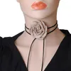 Tour de cou mode tendance Rose pendentif clavicule chaîne tempérament Simple vent froid réglable noir velours collier