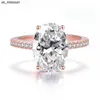 Band Rings Hot Sell 925 Sliver Sterling oval Simulated Diamond Stone Rings for Women Drilled White Topaz Gemstone Sliver S925 Jewelry Ring J230522