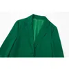Ternos femininos Blazers Fashion Feather 2 Peças Conjunto 2022 Autumn Novo elegante Jaqueta Verde Moda Formal Chique O escritório feminino Conjunto de 2 peças P230522