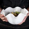 Plates White Ceramic Irregular Salad Bowl Curling Edge Creative Dinner Fruit Kitchen Decor Dishware Platos De Cena