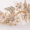 Hårklipp Handgjorda bröllopshårband Rhinestone Crystal Pearl Floral Flower Brud Tiara Headband Headpiece Accessories Women SMYELLT