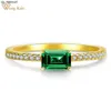 Band Rings Wong Rain Classic 925 Sterling Silver Emerald Cut Emerald High Carbon Diamond Gemstone 18K Gold Plated Ring Fine Jewelry Gifts J230522