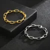 Correntes 9mm de cor de prata dourada de 9 mm de aço inoxidável homens mulheres retângulo Link Chain Chain Bracelet Punk Hiphop Bikewrist Jewelry