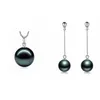 Set S925 Argento sterling 14mm grande Collana di perle rotonde perfette in stile Tahiti Set di orecchini e anelli Gioielli di moda Per le donne