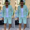 Mäns kostymer Summer Casual 2-Piece Men's Suit Set Peaked Lapel Jacket Shorts For Prom Fashion Solid Slim Fit Outfit Gentlemen