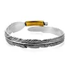 Bangle Vintage Thai Silver Feather Open-Ended Bracelet Women's Fashion Personality Golden Leaves