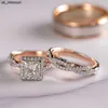 Bandringar 18K Rose Gold Par Lab Diamond Ring set Party Wedding Band Rings for Women Men lovar engagemangsmycken J230522