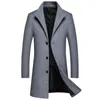 Lã masculina 2023 outono e inverno casaco quente moda casual jaqueta longa masculino masculino marinho preto vinho marinho cinza cinza