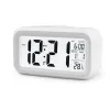 Plastic Mute Alarm Clock LCD Smart Temperature Cute Photosensitive Bedside Digital Alarm Clocks Snooze Nightlight Calendar Desk Table Clock