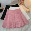 Kjolar koreanska modeplåt veckad kjol hög midja rosa kawaii y2k för kvinnor höst och vinter casual woman kläder 230522